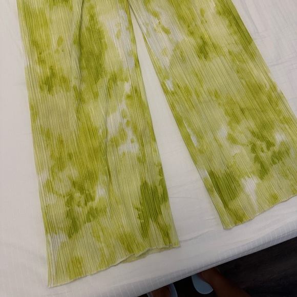 Zara Kids 13-14 Bright Green & White Flowy Pants - Picture 2 of 9